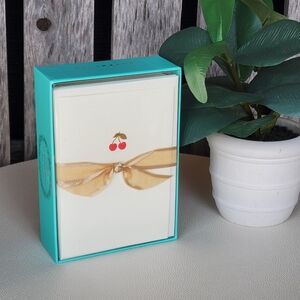 Graphique Red Cherries La Petite Gold Foil Embossed Blank Note Card Set